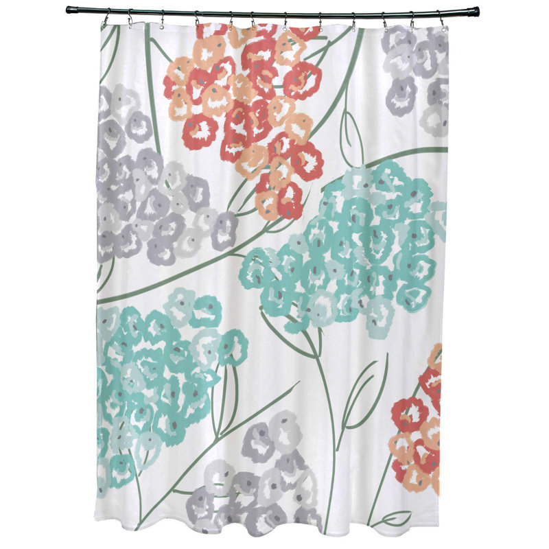 Rideau de douche à imprimé floral chrétien hortensias, Corail
