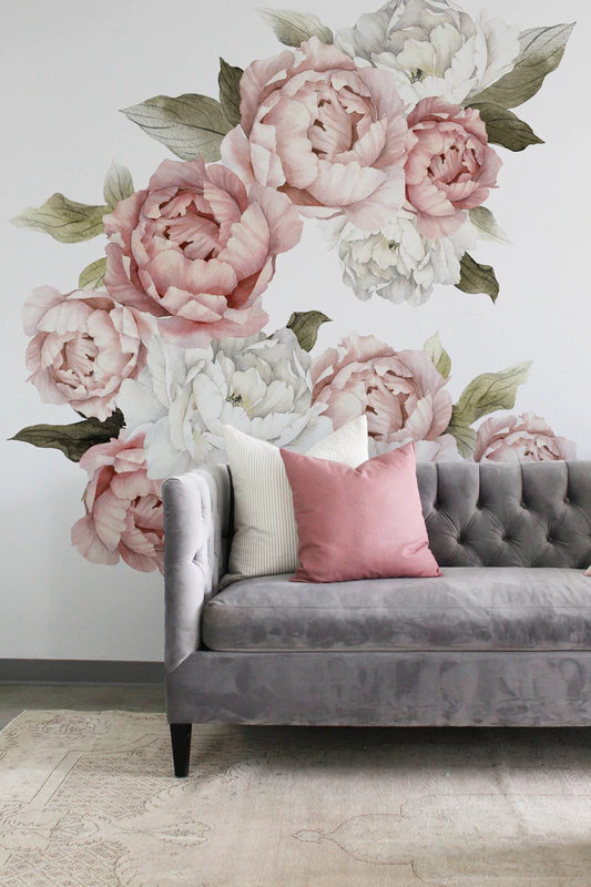 Adhésif décoratif pivoines rosées