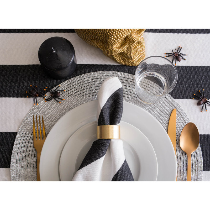 Kristina Cotton Striped Square Napkin, Black
