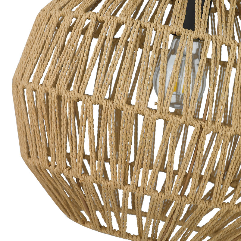 Luminaire suspendu sphère 1 lumière Merritt, Noir, Naturel