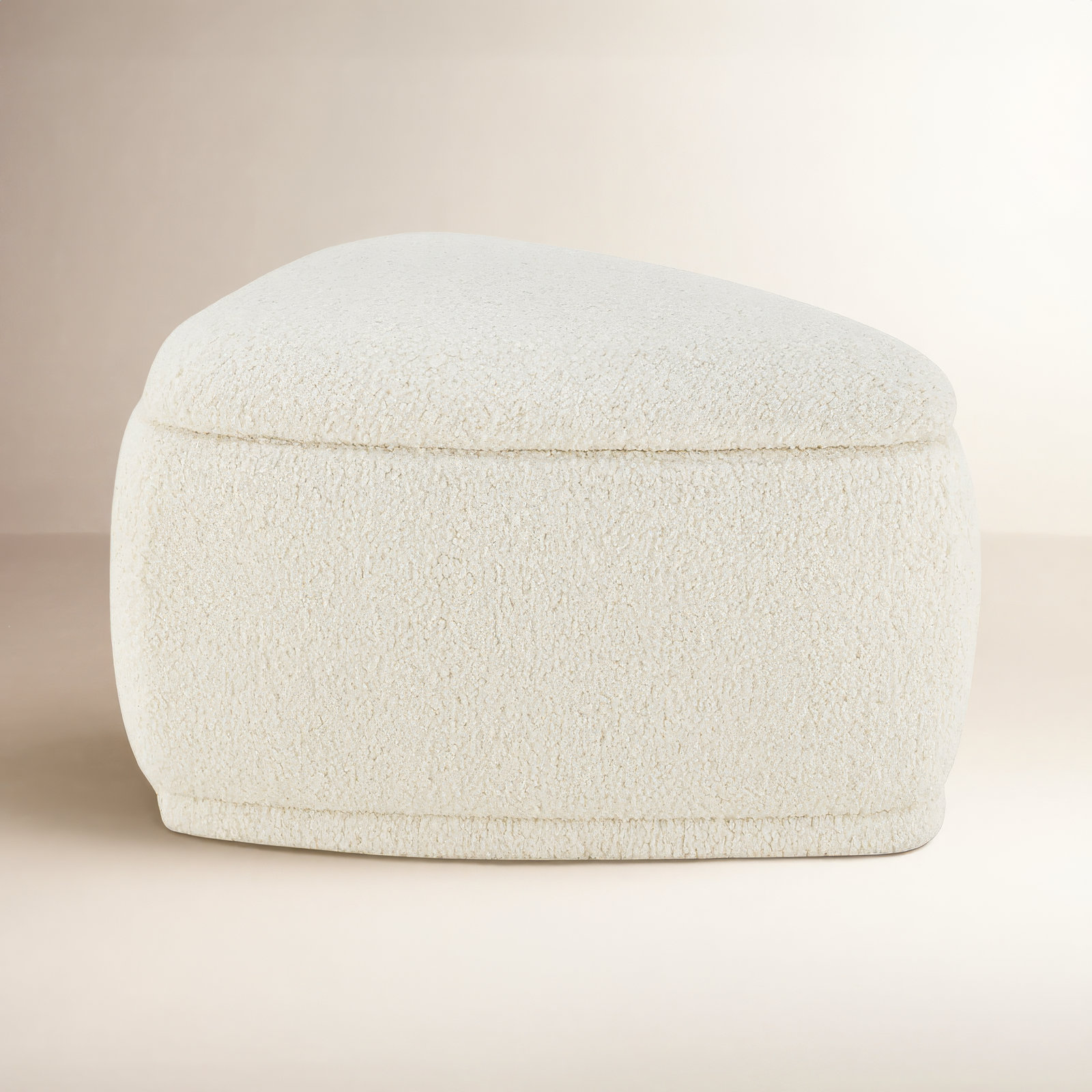 Adna 26.5'' Triangular Upholstered Storage Ottoman, Aries Cream Sherpa