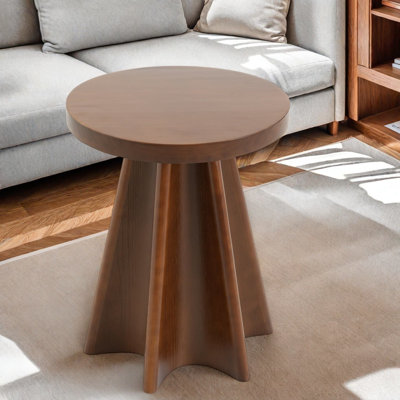 Modern Rustic End Tables, Solid Pine Round Accent Table, Walnut Living Room