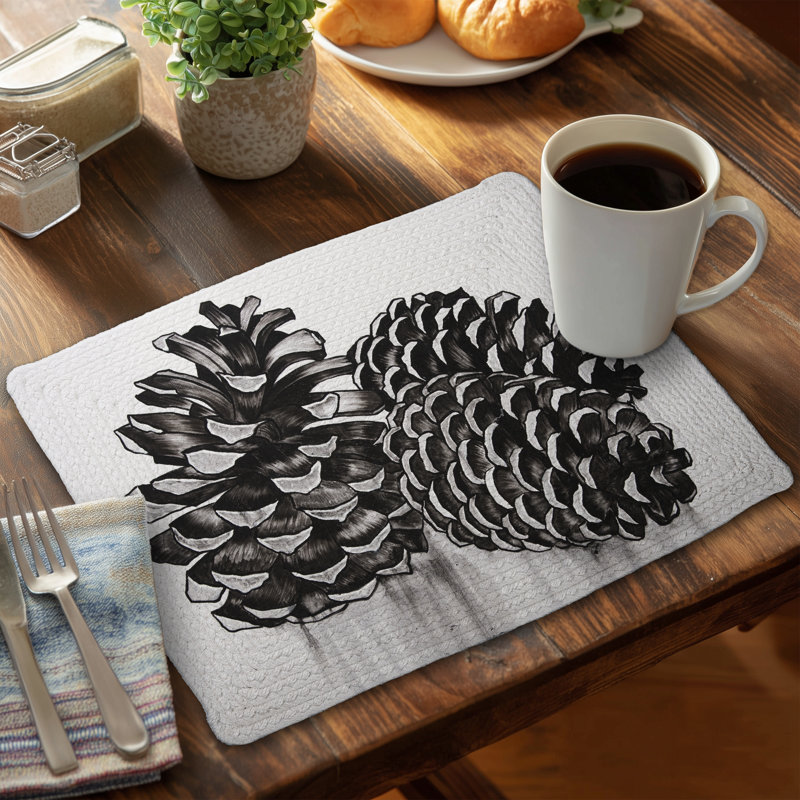 Braided Polyester Placemats Set of 4 - Three Small Pine Cones