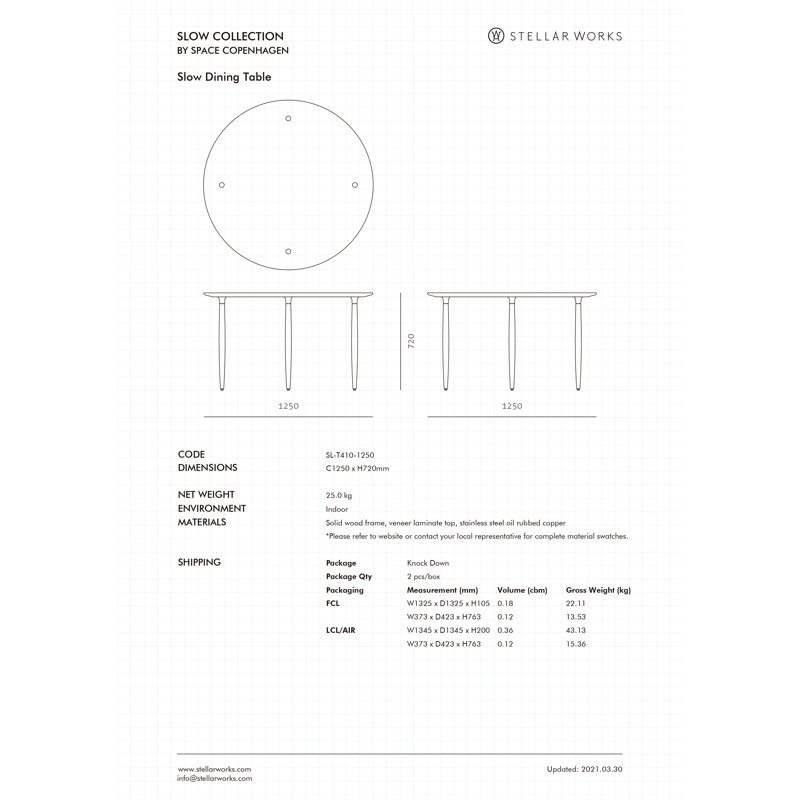 Slow Round Solid Oak Dining Table