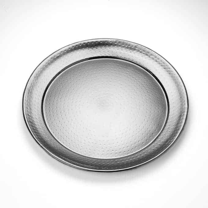 18" Round Hammered Stainless Steel Serving Tray