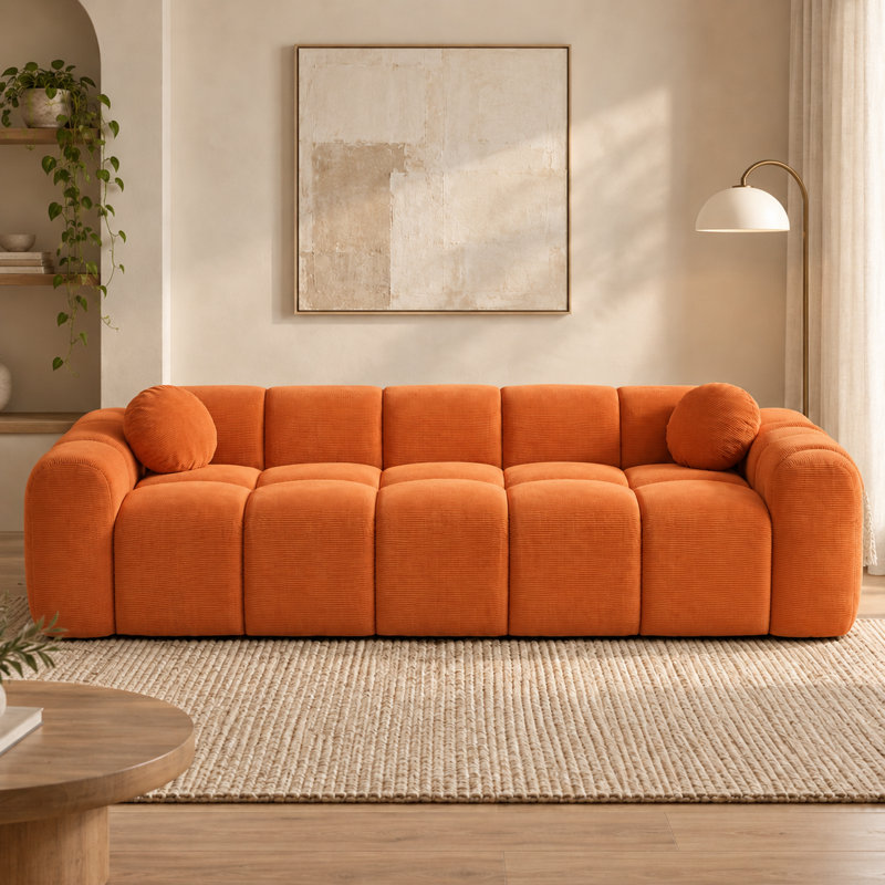 98.41'' Corduroy Sofa, Orange
