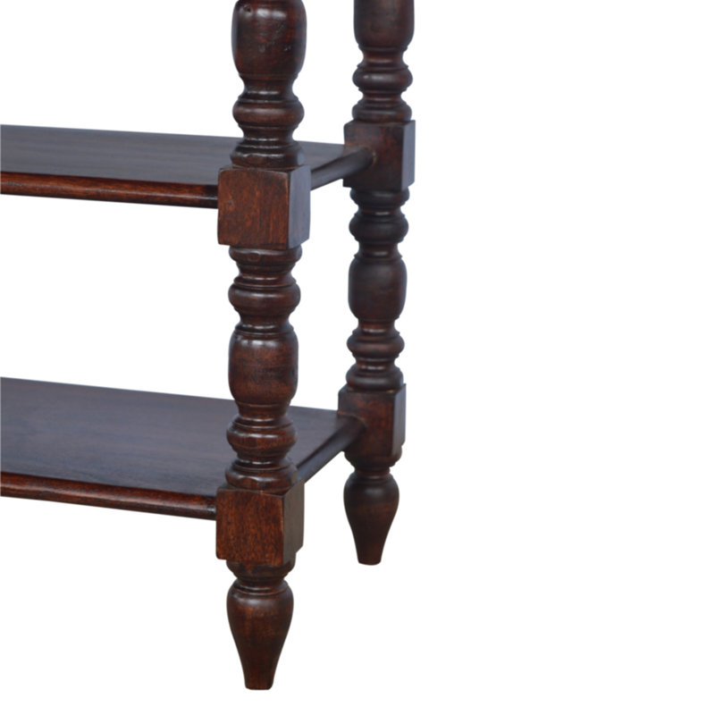 Table d'appoint moderne tourné en bois massif, 1 tiroir, brun