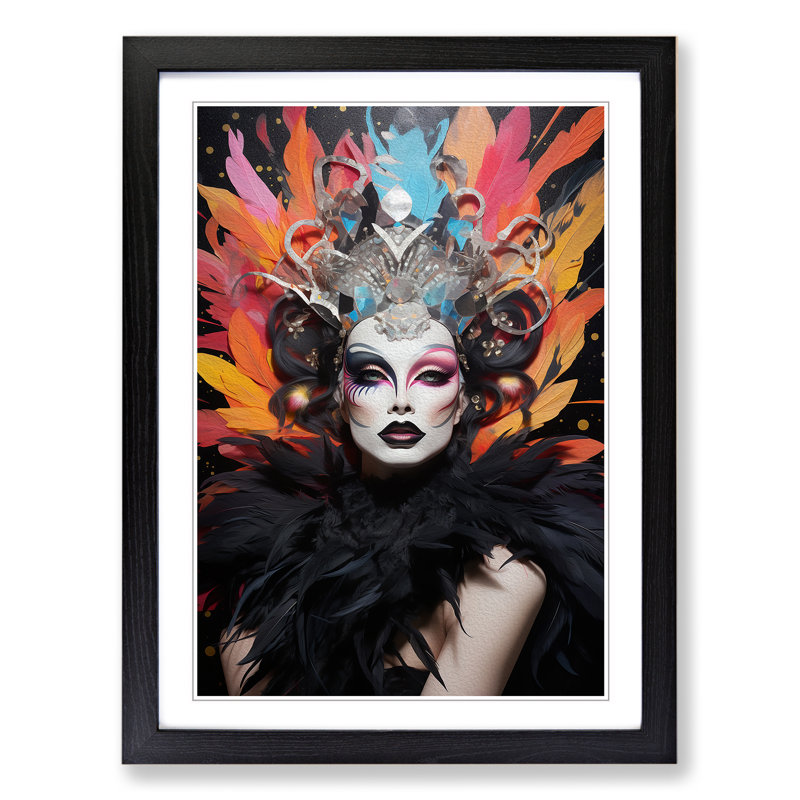 Drag Queen Symbolism No.2 - Single Picture Frame Print on Wood, Black Framed, 34cm H x 25cm W
