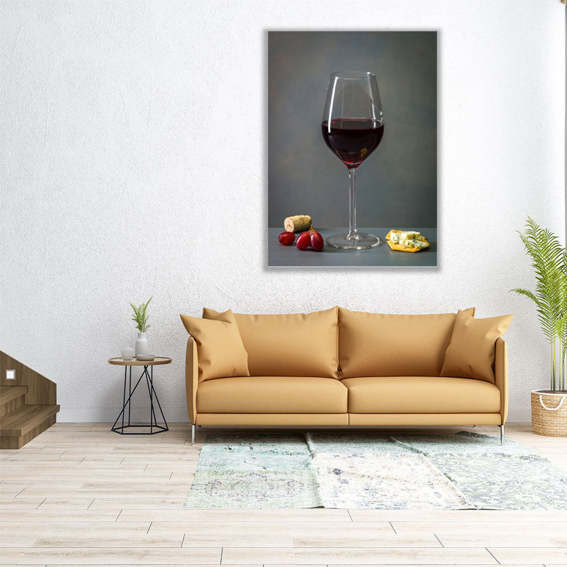 Verre à vin rouge avec fruits I - impression sur toile, H 32 po x l 24 po
