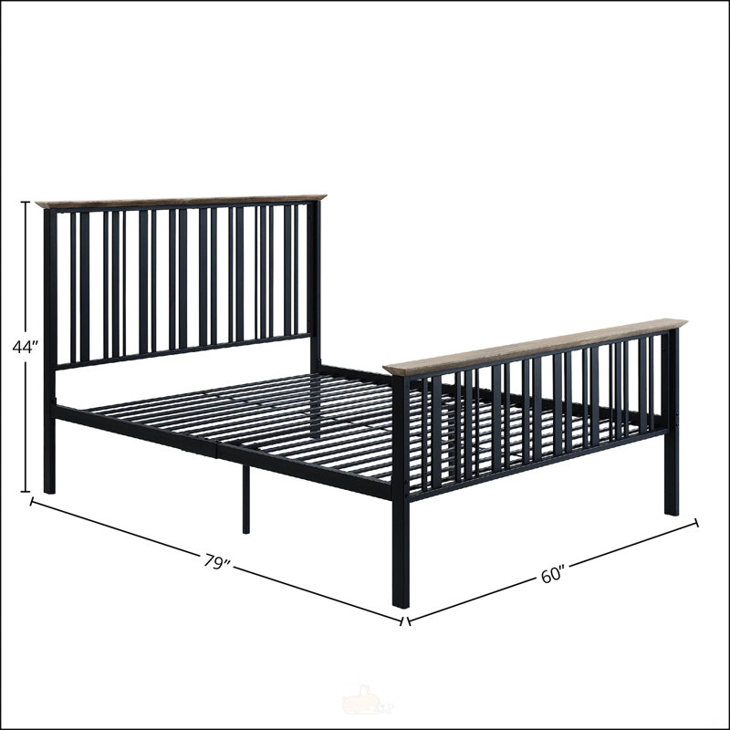 Oak And Black Finish Full Bed