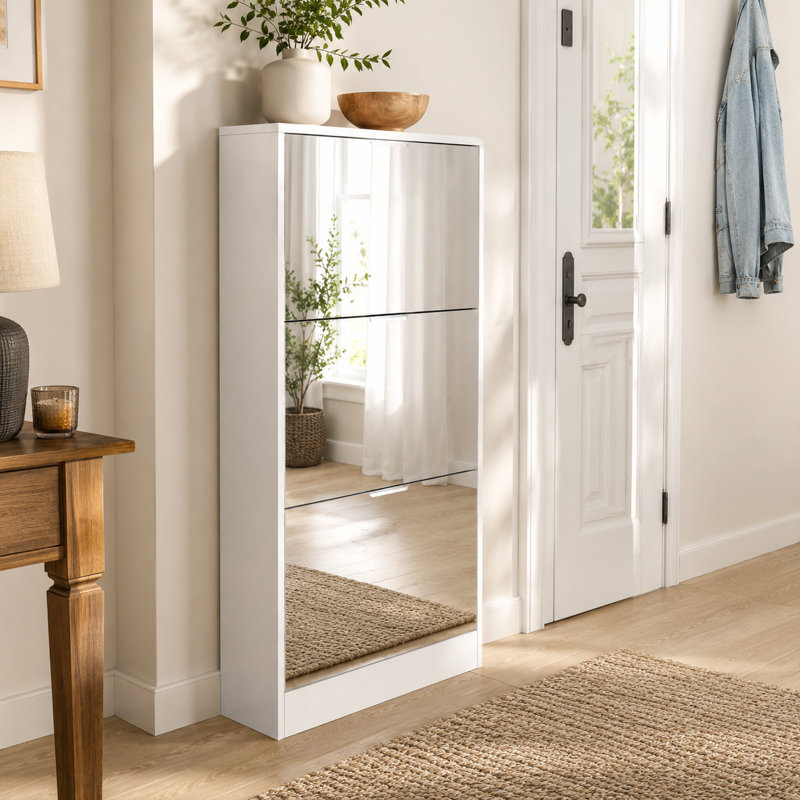 Armoire de rangement à chaussures 3 tiroirs à miroir