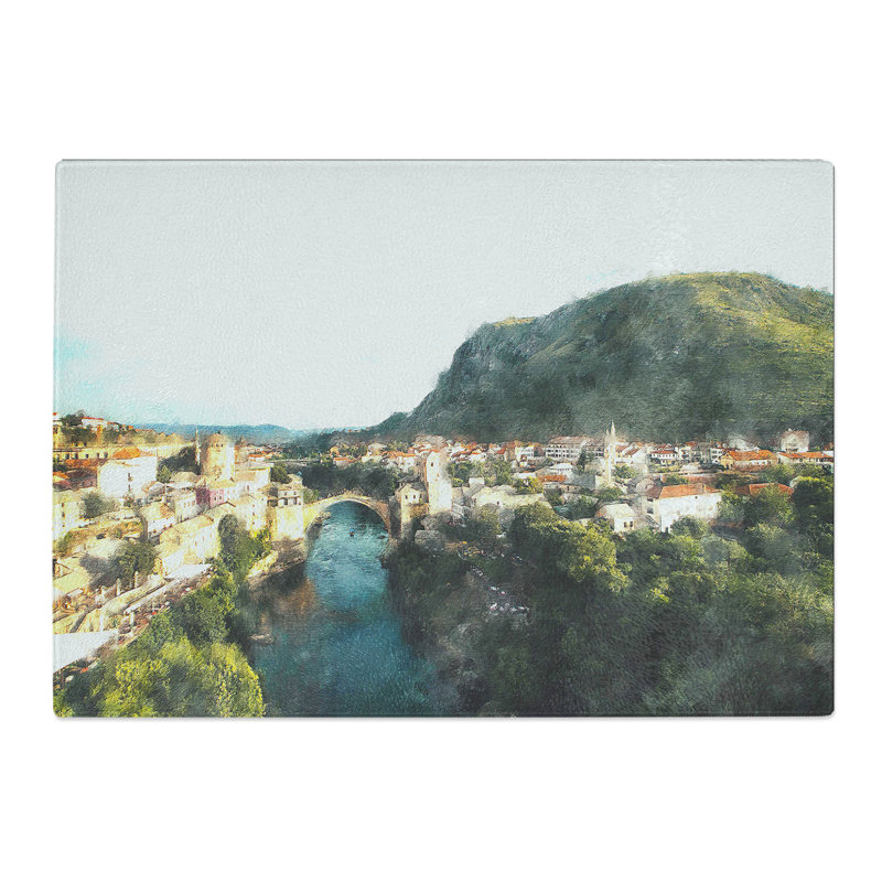 Skyline of Mostar Chopping Board, 0.4cm H x 20cm W x 28.5cm L