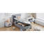 Lit plateforme simple tapissier avec système de rangement hydraulique, gris
