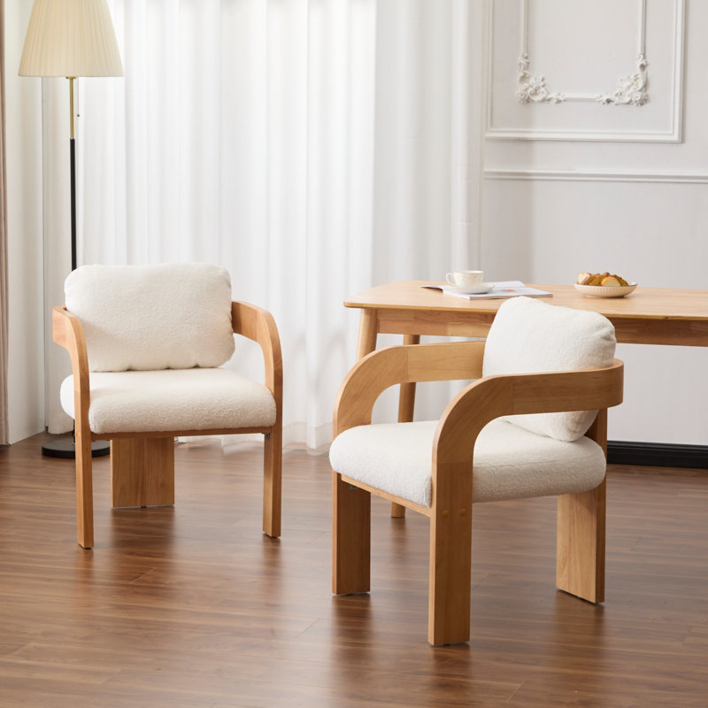 Chaise de salle à manger rétro, Naturel, Blanc