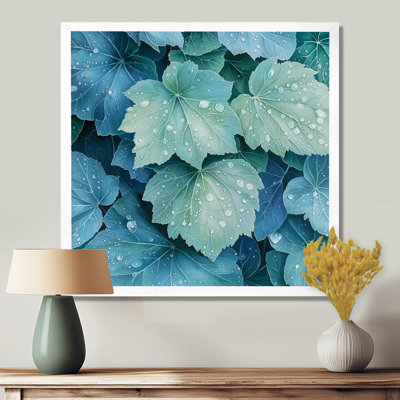Morning Dewy Leaves I - feuilles, art mural