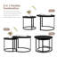 Ensemble de 2 tables basses rondes gigognes, table d'appoint pour le salon, table d'appoint multifonctionnelle avec structure en métal, / salon / chambre à coucher noir