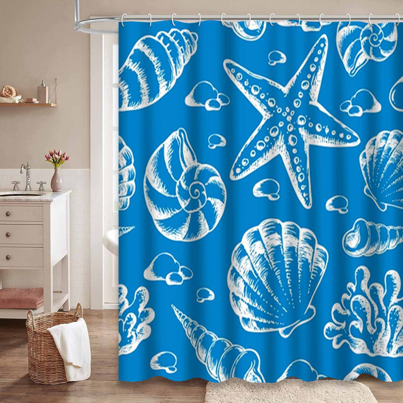 Rideau de douche imperméable avec 12 crochets, L 72 po x l 78 po