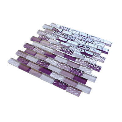 Carrelage mosaïque en verre brillant à joint brique 11,82 po x 11,82 po Rainbow Crystile