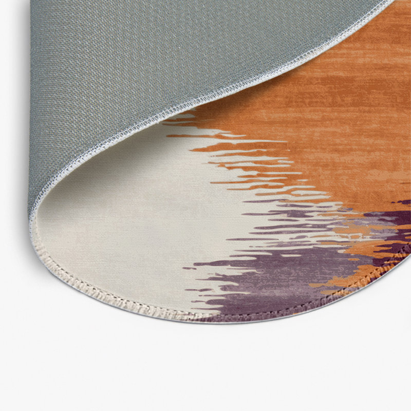 Tapis intérieur et extérieur brun Watercolor, Rond 5 pi