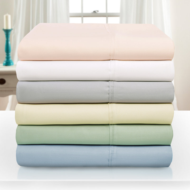 Ensemble de draps en mélange de polyester 1000 fils Larksville Tencel, Gris, Très grand californien