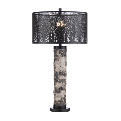 29" Metal Table Lamp With Black Shade