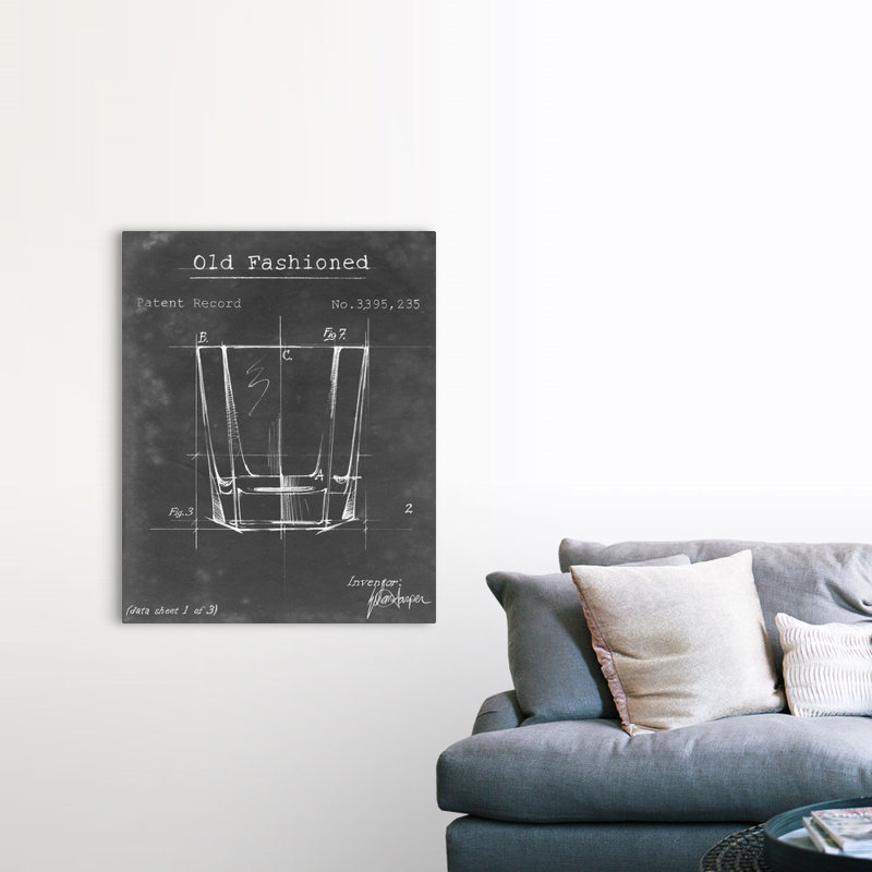 Barware Blueprint I - Impression sur toile, Toile tendue, H 45 po x l 36 po x P 1,25 po