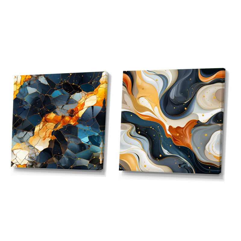 Jeter - Abstract Collages Square Collage Set Of 2, 30" H x 61" W, Wrapped Canvas