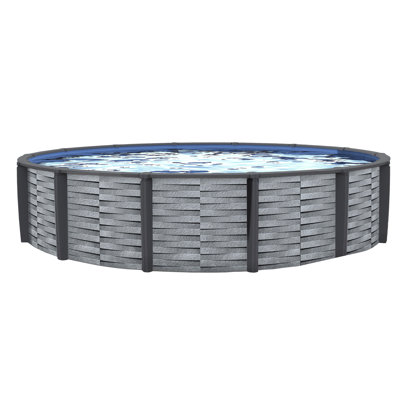 Blue Wave Affinity 24-ft Round 52-In Deep Above Ground Swimming Pool – With Steel Wall, Resin Top Rails, Sand Filter, Skimmer, Pool Liner, A-Frame Ladder & Maintenance Kit – Complete Pool Accessories