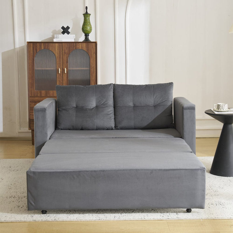 Ainur 2 Seater Sofa Bed, Grey Velvet