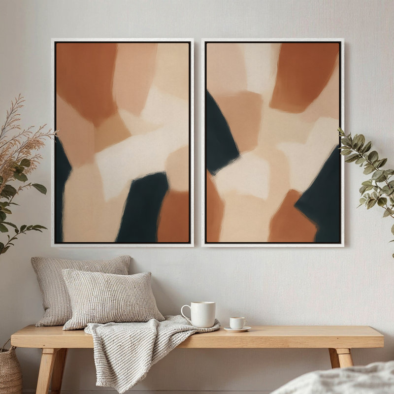 Framed Canvas wall Art, Vintage Abstract Wall pirnts for Bedroom, 36" H x 24" W, White