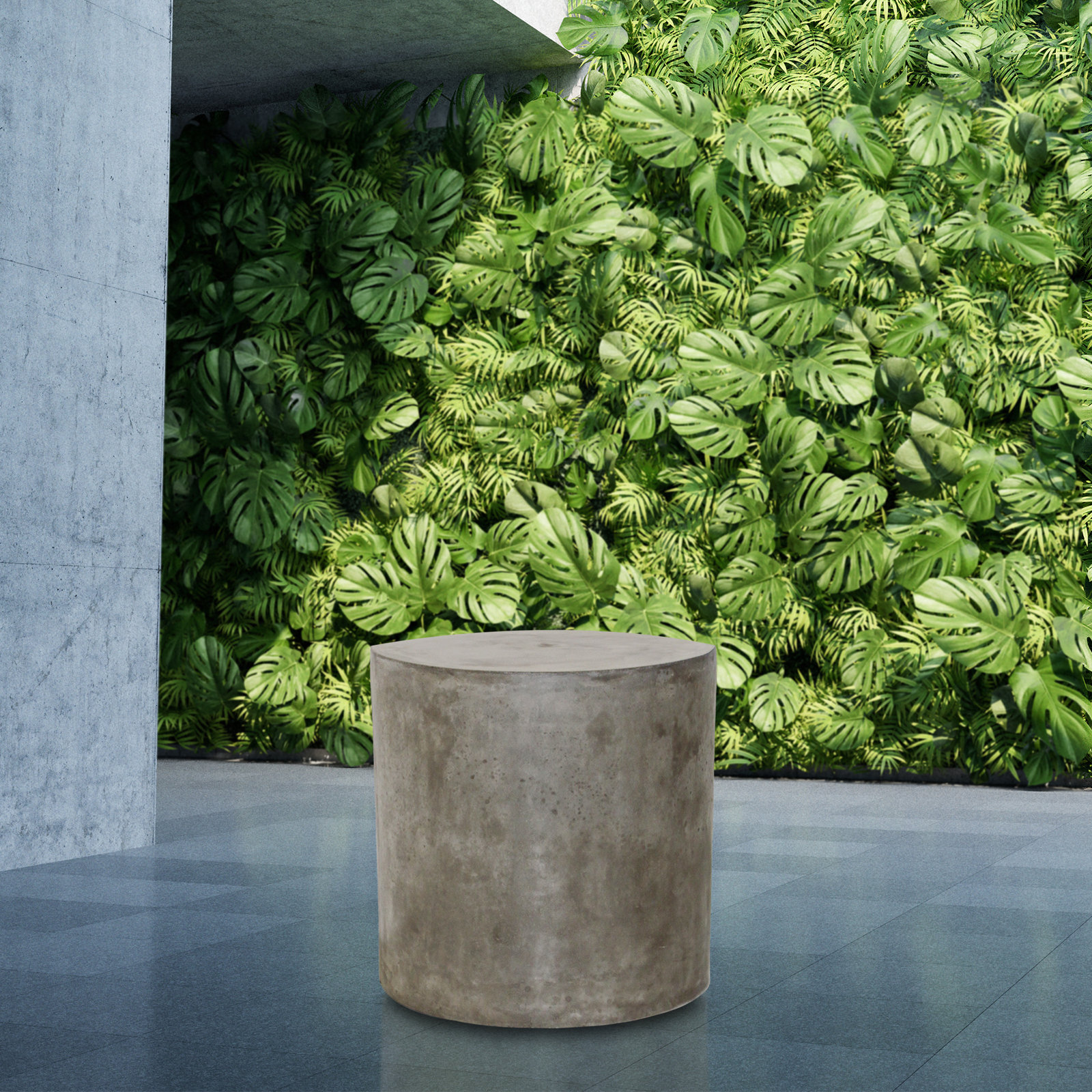 Perpetual Concrete Outdoor Side Table, Slate Gray, 16" Diameter