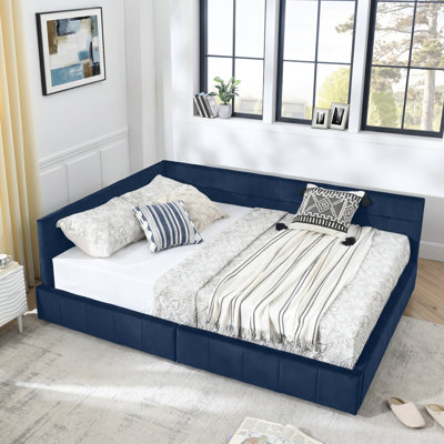 Modern Upholstered Queen Daybed with Drawers and Backrest for Bedroom or Guest Room