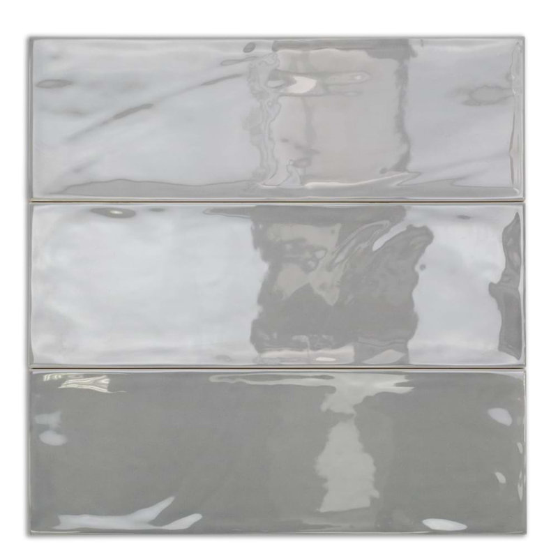 Santa Monica 4x12 Polished Ceramic Subway Tile, Gray