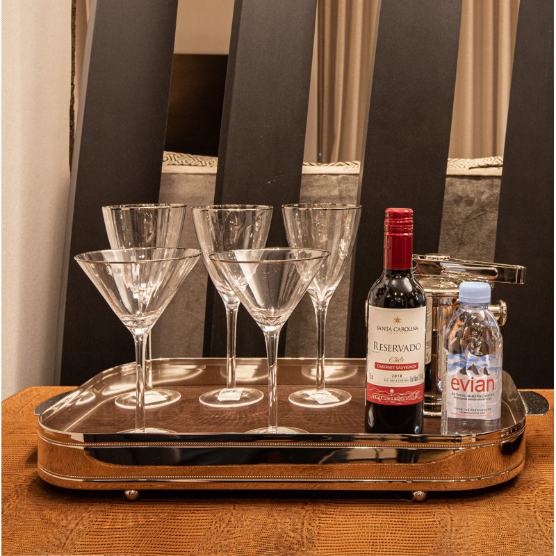 Silver Decorative Tray, 2" H x 19" W x 12" D