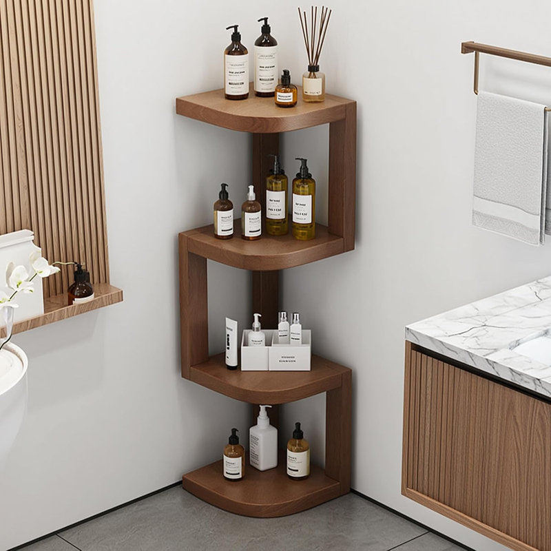 4 Tier Corner Book Shelf Wooden Freestanding Display Rack Bedroom Corner Nightstand