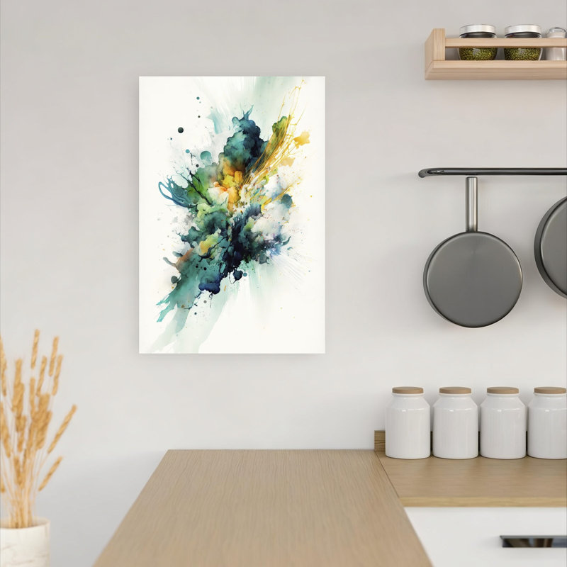 Vibrant Watercolor Burst Abstract Contemporary Modern Wall Art Print by Mauro - Wrapped Canvas Print, 45.72cm H x 30.48cm W