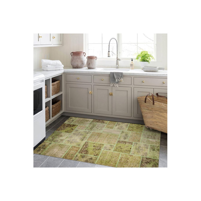 Tapis décoratif délavé patiné, Tapis de couloir 3 pi 3 po x 6 pi 7 po