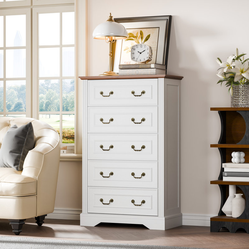 Guilarte 5-Drawer Manufactured Wood Dresser, White