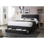 Lit Queen contemporain contemporain - Velours côtelé gris foncé avec cube de rangement sous le lit et revêtement de luxe gris anthracite-923577251