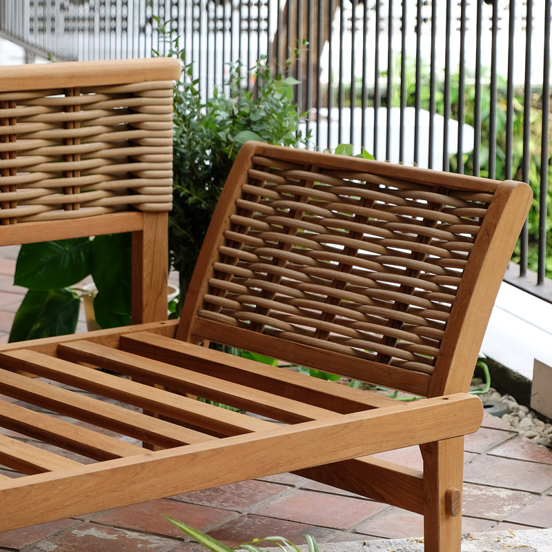 Fumero 79'' Teak Outdoor Patio Daybed with Cushions