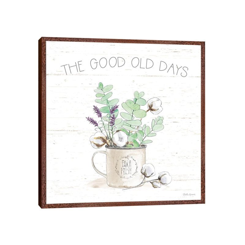 Farmhouse Cotton III Sage by Beth Grove - Print on Canvas, Classic Brown Wood Framed, 45.72cm H x 45.72cm W x 3.81cm D