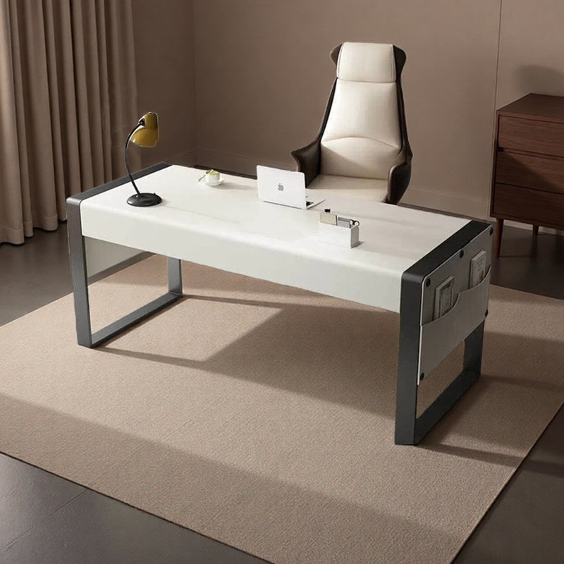 Bureau simple et luxueux, Blanc, H 29,53 po x l 62,99 po x P 27,56 po