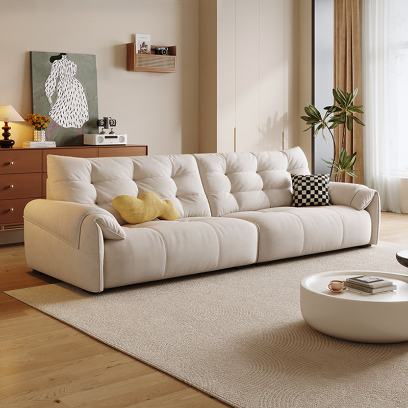 Canapé modulaire en polyester blanc crème, 4, H 35,83 po x l 110,24 po x P 41,34 po