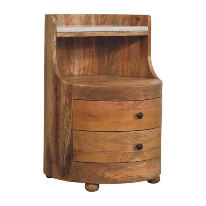 Table de chevet courbée avec plateau en marbre