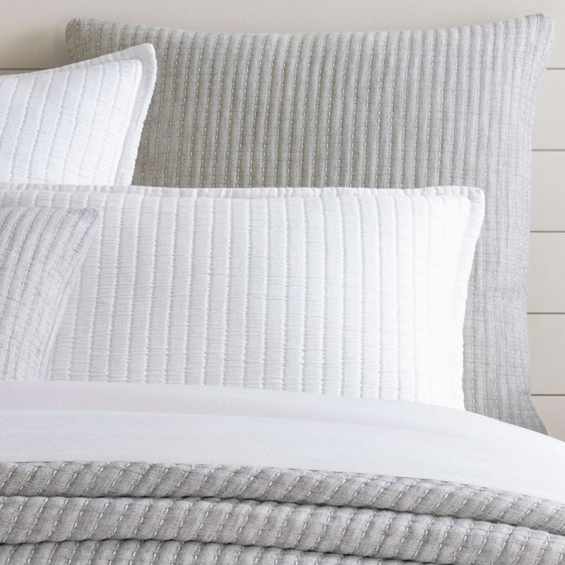 Pick Stitch Matelasse Sham, Euro, Gray