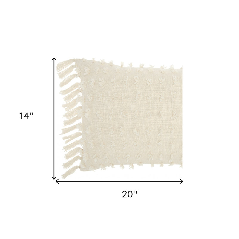 Coussin Tassel, H 20 po x l 14 po, Crème