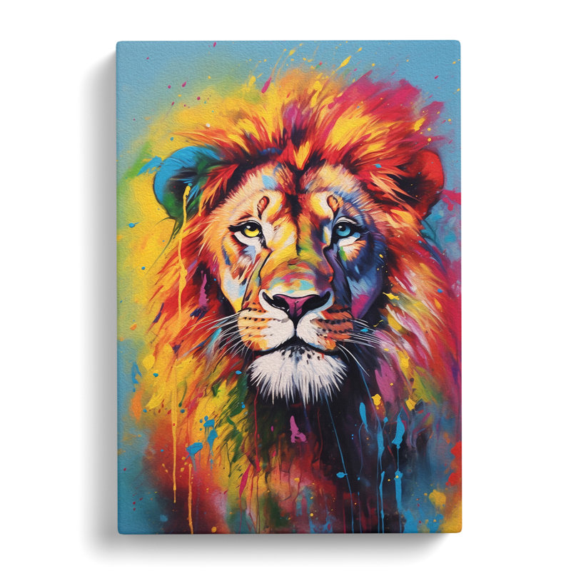 Lion Colour Field Art No.2 - No Frame Print, 76cm H x 50cm W x 3cm D
