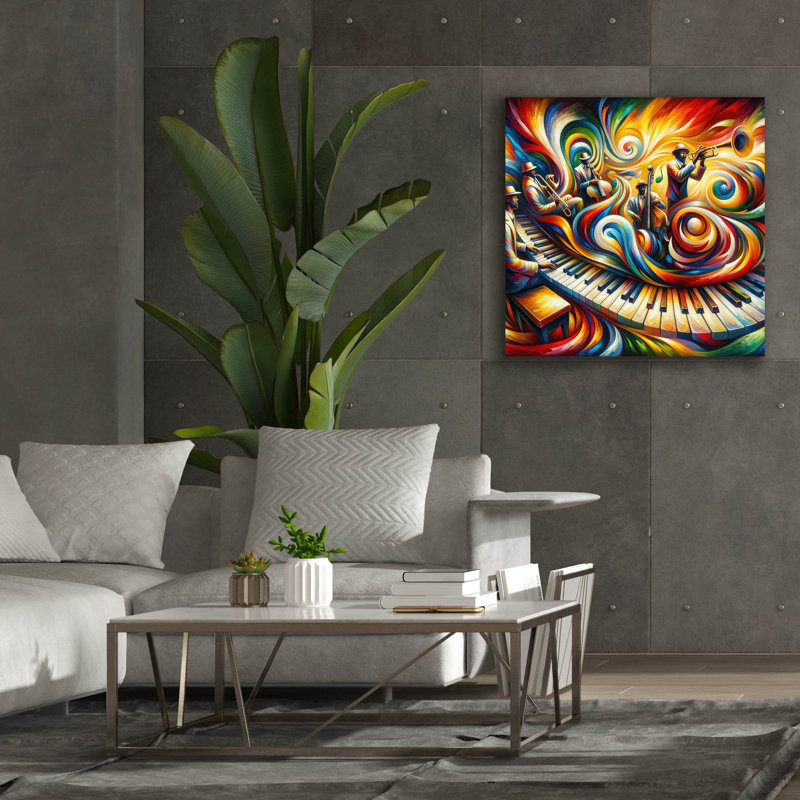 «Jazzplotion 2» par Rich Monet, art mural sur toile, H 37 po x l 37 po x P 1,5 po
