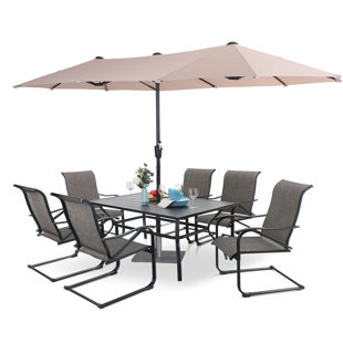 Arlane Rectangular 6 - Person 60'' Long Dining Set With Umbrella