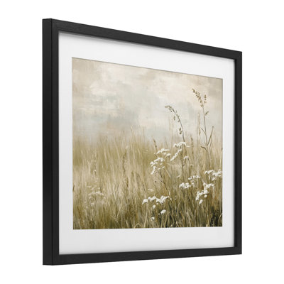 Baby's Breath in Meadow Framed Print Under Glass, design by Petal Prints Design